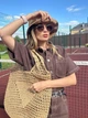 Капелюх панама жіноча з невеликим полем One size темно-бежева - изображение 5