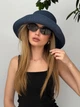 Капелюх панама жіноча з великим полем One size синя - изображение 5