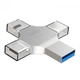 Флешка ЮСБ XO DK04 256Gb 4 in 1 USB Flash Drive 2.0 Type-C / Lightning / Micro-USB, память 256 Гб Steel - изображение 1