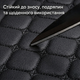 Универсальная накидка на сиденье авто из экокожи Nappa 49×50 см. автомобильная накидка на переднее сиденье с антискользким основанием и карманом черная с черной обшивкой - изображение 7