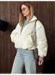 Бомбер куртка утеплений з затяжками внизу силіконовий Modern Boutique молочний, S КУ008/1 - изображение 4