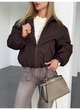 Бомбер куртка утеплена з затяжками внизу матовий Modern Boutique шоколадний, XS КУ008 - изображение 4