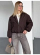 Бомбер куртка утеплена з затяжками внизу матовий Modern Boutique шоколадний, XS КУ008 - изображение 5