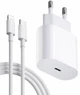 Комплект быстрой зарядки 20W для Apple iPhone 8 X 11 12 13 14 Plus Pro Max Сетевое зарядное устройство адаптер блок Type-C 20W USB-C Power Adapter Кабель зарядки 1М Type-C to Lightning - изображение 1
