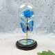 Синяя Роза на деревянной подставке в стеклянной колбе с LED подсветкой Rose of Love на батарейках - изображение 4