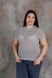 Женская вязаная футболка сетка ART KNIT серая, L-XL 043750 - изображение 2