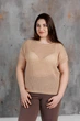 Женская вязаная футболка сетка ART KNIT бежевая, L-XL 043748 - изображение 2