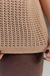 Женская вязаная футболка сетка ART KNIT бежевая, L-XL 043748 - изображение 4