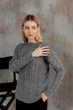 Вязаный женский джемпер Асоль ART KNIT серый с люрексом, S-M 043571 - изображение 8