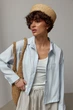 Короткая рубашка на затяжках в комплекте с майкой Lurex Голубой One Size (2690) - изображение 5