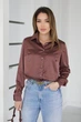 Женская шелковая рубашка классическая Fashion 50/52 шоколадный - изображение 2