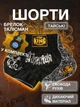 Комплект тайские шорты и брелок-талисман гиря для кикбоксинга мма муай тай тайского бокса смешанных единоборств мужские женские детские спортивные в зал с разрезами боксерские тренировочные сатиновые широкий пояс Top King Черно-серебристые 4_3_L_9B - изображение 1