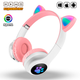 Бездротові Bluetooth навушники з вушками CATEAR BT5 з RGB підсвічуванням, вологозахищені, повнорозмірні Pink - зображення 1