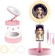 Селфи лампа кольцевая складная настольная Ring Light G3 16см с держателем для смартфона и зеркалом с подсветкой Розовая - изображение 1
