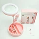 Селфи лампа кольцевая складная настольная Ring Light G3 16см с держателем для смартфона и зеркалом с подсветкой Розовая - изображение 8