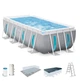 Каркасный бассейн Intex 26770 Prism ClearView Rectangular Pool, 400×200×122 см с прозрачными окнами, насосом, лестницей, тентом и подстилкой (IND-26770) - изображение 2