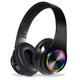 Бездротові навушники B39 з мікрофоном Bluetooth, гарнітура накладна з RGB-підсвічуванням + підтримка microSD, Black - зображення 1