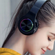 Бездротові навушники B39 з мікрофоном Bluetooth, гарнітура накладна з RGB-підсвічуванням + підтримка microSD, Black - зображення 7