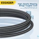 Кабель Essager USB to Type-C, 120W, 6 A, 1 м, 480 Мбіт/с, передавання даних/заряджання, підвищеної міцності, чорний - зображення 5