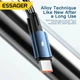 Кабель Essager USB to Type-C, 120W, 6 A, 1 м, 480 Мбіт/с, передавання даних/заряджання, підвищеної міцності, чорний - зображення 6