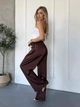 Штаны женские из шелка коричневого цвета 37474 42/46 - изображение 3
