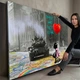 Арт картина з дівчинкою, танком та серцем «Бенксі Ні війні» - 100х130 см - зображення 6