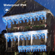 Уличная гирлянда-бахрома 10 м 400 LED синий+белый | Шторные светодиоды с таймером, 8 режимов, IP44 - изображение 4