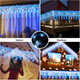 Уличная гирлянда-бахрома 10 м 400 LED синий+белый | Шторные светодиоды с таймером, 8 режимов, IP44 - изображение 5