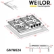 Газовая варочная поверхность WEILOR GM W 624 BL, черная эмалированная с турбо конфоркой, газ-контроль - изображение 8
