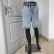 Шорты мужские Baggy джинсовые пояс на резинке шнурок 36 светло -голубые - изображение 1