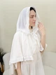Женская накидка-палантин для храма Family Tradition шифон с кружевом 50 см белая Благодать - изображение 3