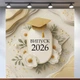 Светлый баннер Выпуск 2026 с белыми цветами и бежевым декором для фотозоны 120x120 см, №41071 - изображение 1