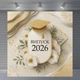 Светлый баннер Выпуск 2026 с белыми цветами и бежевым декором для фотозоны 120x120 см, №41071 - изображение 5