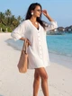 Женская пляжная туника-рубашка Relax Oversize из жатого батиста белая 46-48 (L/XL) - изображение 3