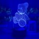 3D-ночник, лампа, светильник мишка, с пультом, 16 цветов, LED, RGB - изображение 5