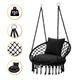 Підвісне плетене крісло-гойдалка з подушками 80 см LEOBRO Boho Comfort XL Black (LB-1108) навантаженням до 150 кг, чорна - зображення 1