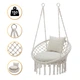 Подвесное плетеное кресло-качалка с подушками 80 см LEOBRO Boho Comfort XL Cream (LB-1109) нагрузкой до 150 кг, бежевое - изображение 1