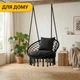 Підвісне плетене крісло-гойдалка з подушками 80 см LEOBRO Boho Comfort XL Black (LB-1108) навантаженням до 150 кг, чорна - зображення 8