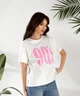 Футболка женская из кулира с принтом и свободным кроем весенняя G&M k-128381 42-46 Размер цвет белый - изображение 1