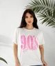 Футболка женская из кулира с принтом и свободным кроем весенняя G&M k-128381 42-46 Размер цвет белый - изображение 4