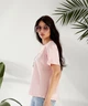 Футболка женская хлопковая свободного кроя с принтом весенняя G&M k-128383 42-46 Размер цвет Пудра - изображение 3
