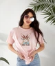 Футболка женская хлопковая свободного кроя с принтом весенняя G&M k-128383 42-46 Размер цвет Пудра - изображение 4