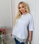 Футболка женская хлопковая удлинённая оверсайз с кружевом весенняя G&M k-128473 50-52 Размер цвет молочный - изображение 1