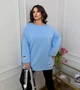 Лонгслив женский из двунитки оверсайз однотонный весенний G&M k-128563 56-58 Размер цвет голубой - изображение 3