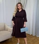 Платье-рубашка женское из микровельвета с поясом миди весеннее G&M k-128575 52-54 Размер цвет шоколад - изображение 1
