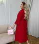 Платье-рубашка женское из микровельвета с поясом миди весеннее G&M k-128574 52-54 Размер цвет Красный - изображение 3