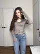 Жіночий лонгслів з вирізом Uaclothes 42-44 Капучино (like37523-179551349) - зображення 1