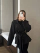 Жіночий тренч укорочений чорний 42-46 4942/434 - зображення 1