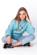 Худі для дівчинки Mevis 3949 блакитного кольору зріст 146 - зображення 3