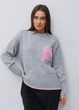 Женский вязанный джемпер с розовым карманом Arjen Серый 12917 One size (на укр 44-50) - изображение 1